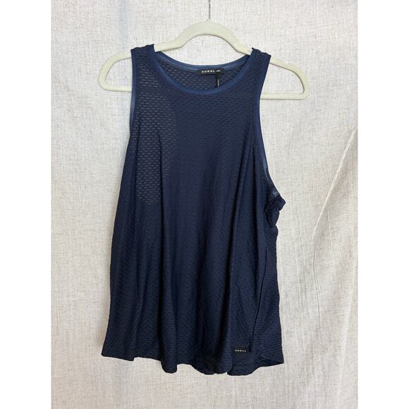 Koral Muscle Netz Midnight Blue Fitted Sleeveless Tank Top Size Large - Picture 3 of 6